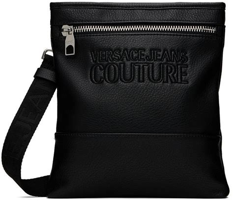 versace black logo messenger bag outfit|versace duffle bags men's.